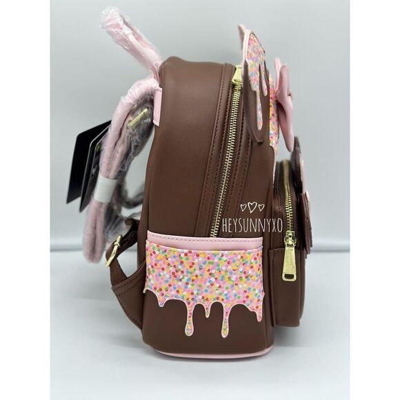 Loungefly Disney Minnie Mouse Chocolate Lollipop Ears Mini Backpack - Picture 2 of 7